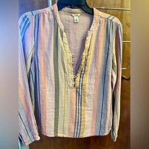 Striped Multicolor Button-Front Blouse